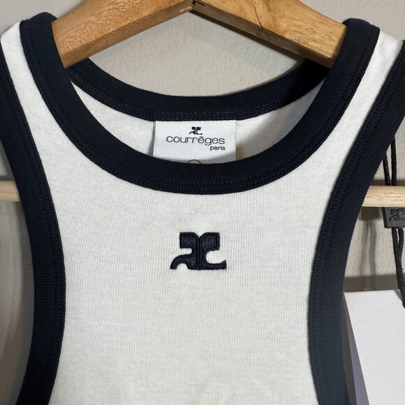 Courreges Paris Embroidered Cotton-Jersey Mini Dress Women's Small White NWT - Picture 7 of 14